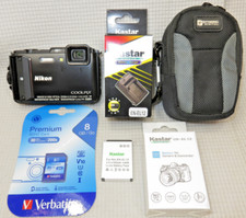 Câmera Digital Nikon Coolpix AW130 Nikon 16MP Câmera Preta Estojo Carregador 8GB SD comprar usado  Enviando para Brazil