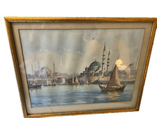 Usado, PINTURA ANTIGA EM AQUARELA SERIF RENKGORUR 1938 Istambul ASSINADA PELA TURQUIA Porto comprar usado  Enviando para Brazil