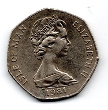1981, Ilha de Man, Barco de Pesca Manx, Natal, 50p/Cinquenta Pence, Bom, usado comprar usado  Enviando para Brazil