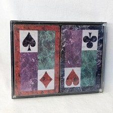 Cartas de baralho vintage baralho duplo Hoyle década de 1990 design retrô mármore estojo plástico, usado comprar usado  Enviando para Brazil
