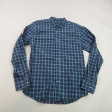 Camisa masculina Gap manga longa média azul botão bolso frontal xadrez externo comprar usado  Enviando para Brazil