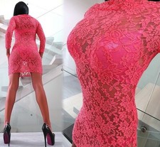 MADE IN ITALY SEÑORA ELEGANTE Transparente ENCAJE ELÁSTICO SP5 VESTIDO DE VES... comprar usado  Enviando para Brazil