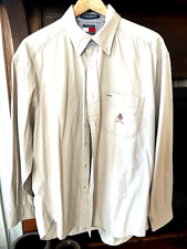 Camisa social masculina Tommy Hilfiger vintage botão LG. Com brasão branco osso 1 proprietário comprar usado  Enviando para Brazil