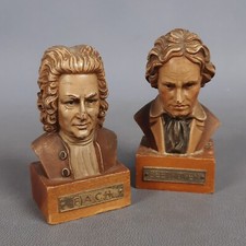 Esculturas de madera bustos Beethoven Bach Anri Toriart estatua tallada de colección 1960 segunda mano  Embacar hacia Mexico