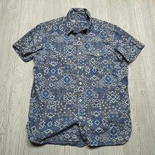 Camisa GAP Adulto Grande Azul Geométrica Floco de Neve Manga Curta Algodão comprar usado  Enviando para Brazil