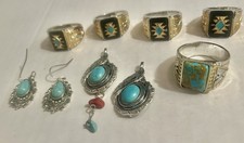 Lote de joias turquesa/5 anéis/2 pingentes e um par de brincos/VENDA ou DESGASTE????, usado comprar usado  Enviando para Brazil