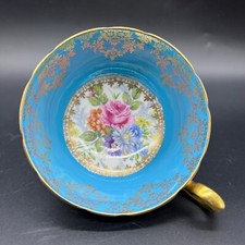 Xícara de chá Shelley Fine Bone China turquesa com pés de Boston apenas ouro azul 0624/558 comprar usado  Enviando para Brazil