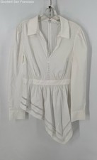 Blusa feminina Venus branca mistura de algodão manga longa bainha assimétrica tamanho 12 comprar usado  Enviando para Brazil
