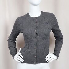 Cardigã POLO RALPH LAUREN mini cabo algodão cinza escuro, usado comprar usado  Enviando para Brazil