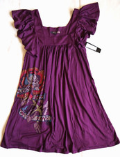 Vestido de malha Ed Hardy por Christian Audigier feminino Happy Skull roxo tamanho P comprar usado  Enviando para Brazil
