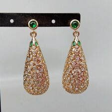 Brincos pendurados da moda 1,8" cor ouro verde zircônia cúbica lágrima comprar usado  Enviando para Brazil