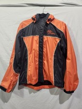 Jaqueta corta-vento Harley Davidson pequena chuva com capuz removível laranja e preto, usado comprar usado  Enviando para Brazil