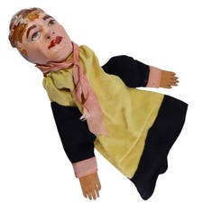 Boneco de mão antigo, cabeça de madeira e gesso, boneco de brinquedo, possivelmente francês (Bowler) comprar usado  Enviando para Brazil