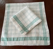 Conjunto de toalhas de linho irlandesas vintage com listras verdes xadrez chique chique chique chique comprar usado  Enviando para Brazil