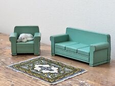 Sofá sillón Strombecker con alfombra y perro vintage casa de muñecas miniaturas escala 1:16 segunda mano  Embacar hacia Mexico