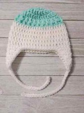 Chapéu de bebê de crochê feito à mão gorro aba orelha foto adereço 0-3 meses azul-petróleo comprar usado  Enviando para Brazil