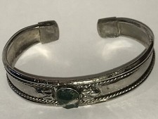 green stone open cuff bangle for sale  Bridgewater