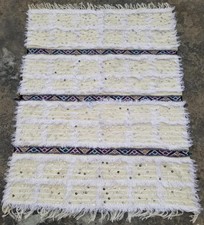 Tapete berbere marroquino vintage listrado com lantejoulas brancas cobertor de casamento 135x102cm comprar usado  Enviando para Brazil