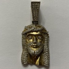 Usado, PINGENTE DE CABEÇA DE JESUS CRISTO BANHADO A OURO PRATA ESTERLINA ZIRCÔNIA CÚBICA GELADA comprar usado  Enviando para Brazil