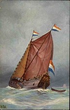 Używany, Statki ~1910 Galeria Marynarki Wojennej nr 152 Holandia Jacht Jacht Statek XVIII wiek na sprzedaż  Wysyłka do Poland