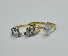Anel de noivado vintage antigo de diamante criado em laboratório Art Deco conjunto em prata 925 comprar usado  Enviando para Brazil