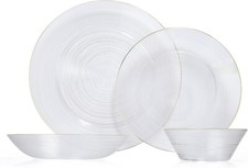 Juego de platos y cuencos de vidrio transparente soplado a mano, juego de vajilla de vidrio de 4 piezas servicio segunda mano  Embacar hacia Mexico