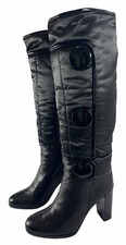 Botas femininas Gianna Melani designer italiano couro cetim alto salto preto tamanho 36, usado comprar usado  Enviando para Brazil