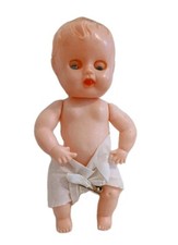 1950 Celuloide 4" BabyDoll Olhos Abertos Boca Fechada Buraco Fralda Antiga com Pin Vestido comprar usado  Enviando para Brazil