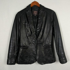 Jaqueta Blazer Anne Klein Feminina Pequena 100% Couro Genuíno Couro Preto comprar usado  Enviando para Brazil