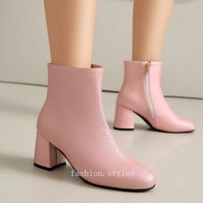 Usado, Botas de tornozelo femininas outono inverno zíper lateral salto médio robusto botas plus si comprar usado  Enviando para Brazil