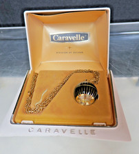 Pingente e corrente vintage "Caravelle" Bulova relógio bola esmaltada com estojo comprar usado  Enviando para Brazil