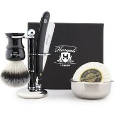 Juego de afeitado con cepillo de cabello sintético para hombre con afeitadora recta, tazón y jabón segunda mano  Embacar hacia Mexico