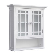 Armário de parede de madeira removível Teamson Home Neal com 2 portas de vidro, branco comprar usado  Enviando para Brazil