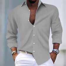 Camisa masculina listrada casual camisas finas manga longa blusa com botões comprar usado  Enviando para Brazil