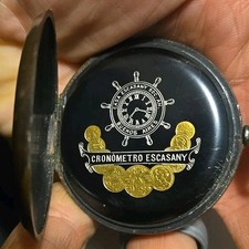Relógio de bolso Cronometro Escasany arma metal estojo caçador completo 53mm Tavannes como está comprar usado  Enviando para Brazil