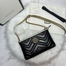 gucci gg marmont bolsa tiracolo corrente bolsa de ombro couro autêntico PRETA GG comprar usado  Enviando para Brazil