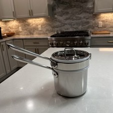 Panela de molho ALL-CLAD aço inoxidável 2 quartos com inserção e tampa de caldeira dupla de porcelana comprar usado  Enviando para Brazil