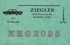 Cartão postal antigo rádio CB QSL Howard Opal Ziegler década de 1960 Marion Ohio comprar usado  Enviando para Brazil