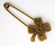 N74) Broche de alfinete de segurança Lucky quatro folhas trevo tom bronze metal kilt comprar usado  Enviando para Brazil
