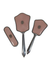 Conjunto de vaidade antigo início dos anos 1900 - Conjunto de espelho e pincéis cor rosa colecionável comprar usado  Enviando para Brazil