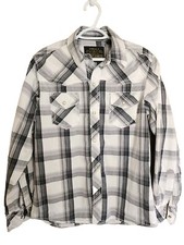 Camiseta Red Snap Jeans Co. Masculina M Preta Branca Xadrez Botão Manga Longa Decalque comprar usado  Enviando para Brazil