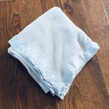 Usado, Cobertor térmico vintage Baby Morgan acrílico waffle tecido azul cetim acabamento de náilon comprar usado  Enviando para Brazil
