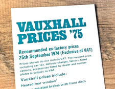 Vauxhall price list for sale  PRESTON