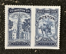 2025 USA Forever Boston 2026 World Stamp Show - Par de 2 estampillas franqueo como nuevo segunda mano  Embacar hacia Mexico