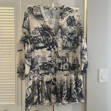 Vestido LAVENDER J semi transparente manga longa botão e gravata azul branco gola V tamanho M comprar usado  Enviando para Brazil