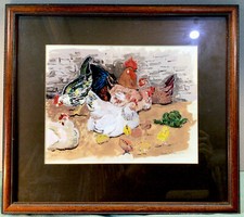 Pintura em aquarela emoldurada Shirley Nelson, têmpera datada de 91, usado comprar usado  Enviando para Brazil