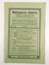 Umiarkowane liście przeciw alkoholowi nadużywanie napojów spirytusowych 1913 , używany na sprzedaż  Wysyłka do Poland