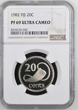 Usado, 1982 FIJI Proof 20 centavos - Tabua no cabo trançado Sennit - NGC PF 69 Ultra Cameo comprar usado  Enviando para Brazil