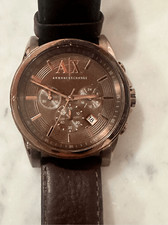 Relógio AX Armani Exchange cronógrafo pulseira de couro marrom escuro comprar usado  Enviando para Brazil