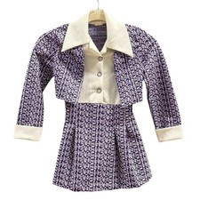 Vestido Vintage Infantil/Menina Anos 70 Gola Adaga - Roxo Brilhante comprar usado  Enviando para Brazil